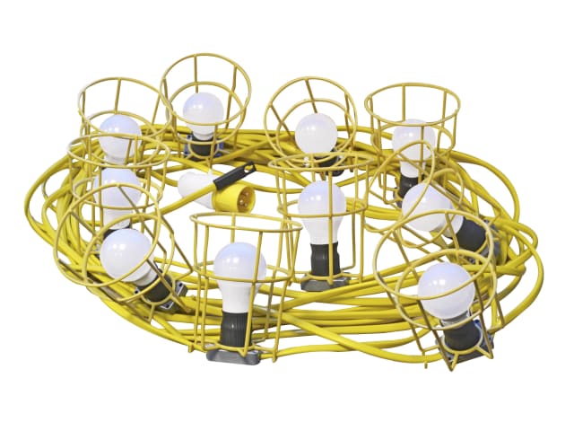 Faithfull Festoon Lights 10 Bulbs 110V 22m Cable with Protective Cages