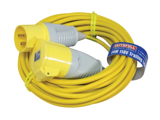 Faithfull Power Plus 110V 32A Trailing Lead 2.5mm Cable 14m IP44 Durable