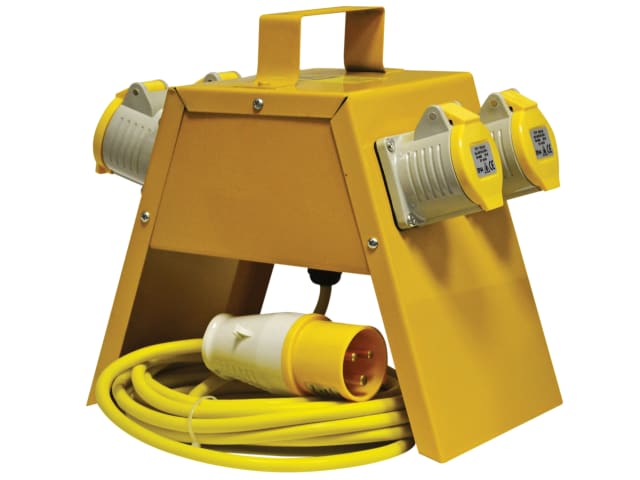 Faithfull Power Plus 4-Way 110V Distribution Box with 5m Cable and Outlets