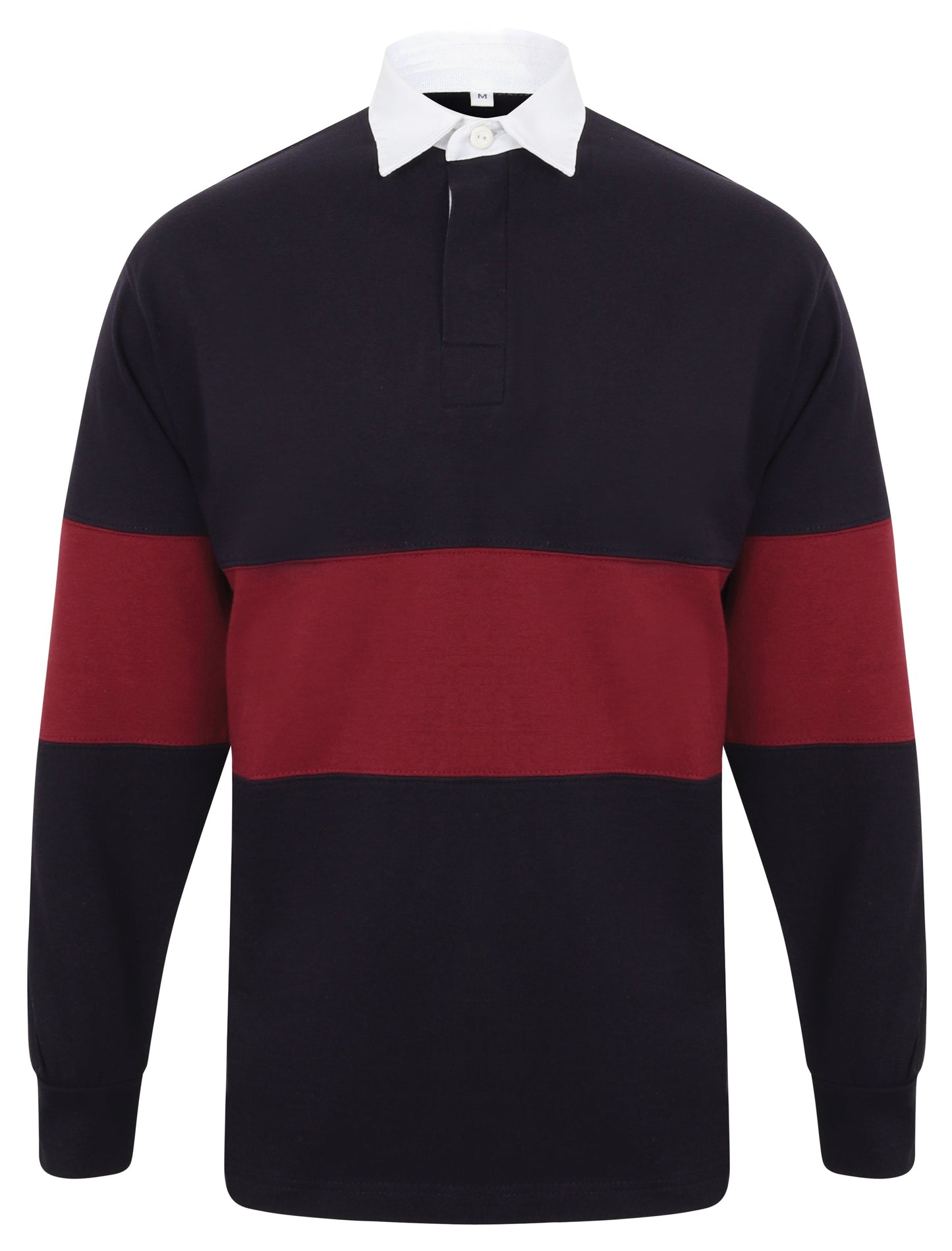 Front Row Panelled Rugby Shirt Heavyweight Cotton Retro Fit Tag Free S-XL