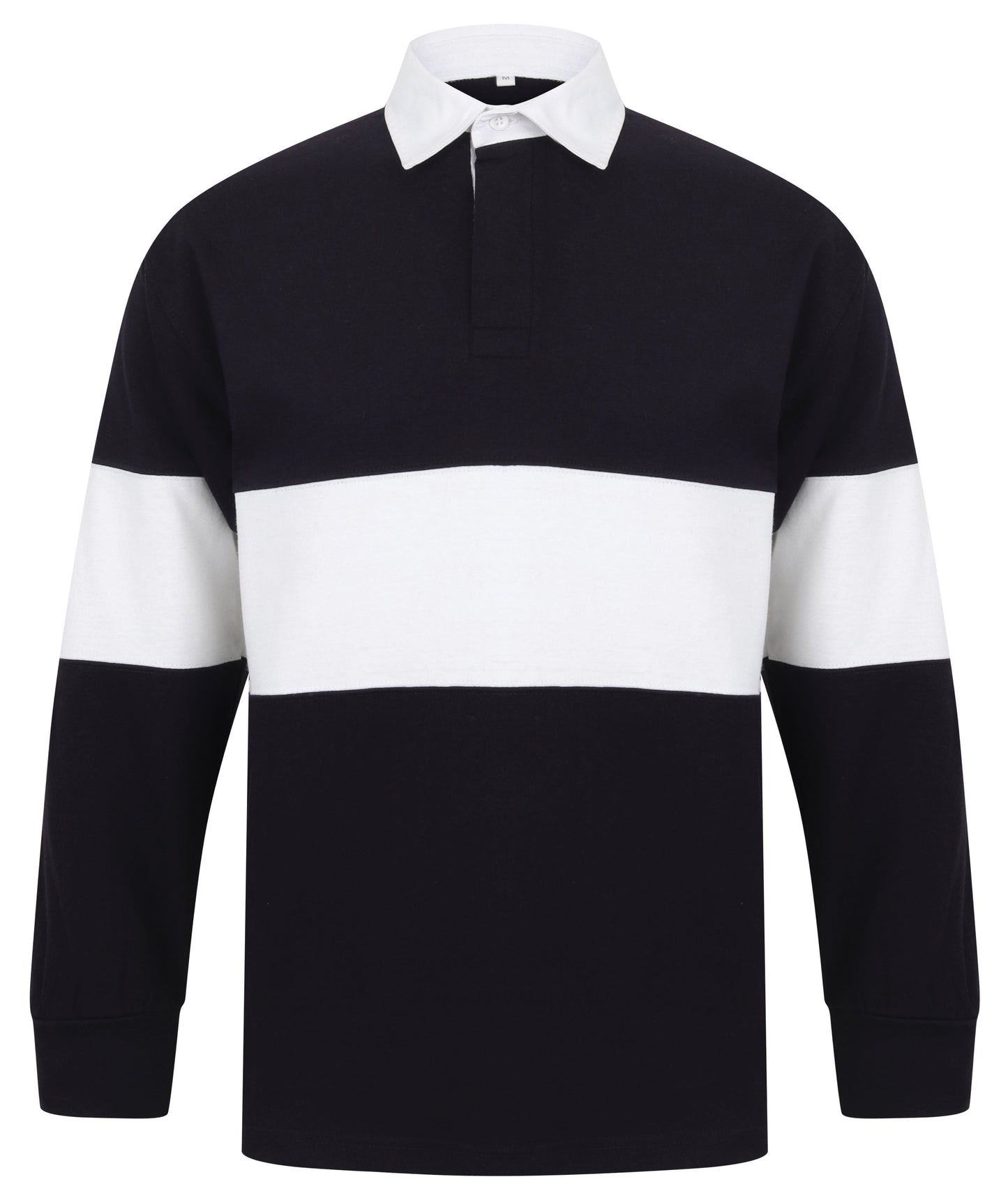 Front Row Panelled Rugby Shirt Heavyweight Cotton Retro Fit Tag Free S-XL