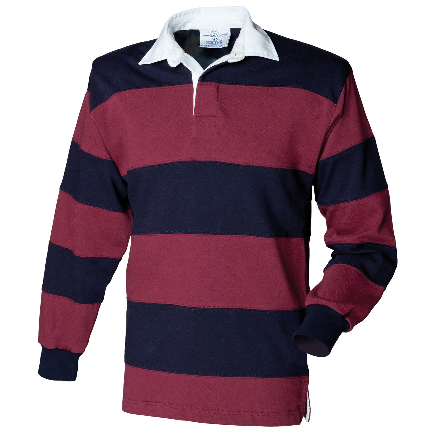 Front Row Sewn Stripe Long Sleeve Rugby Shirt Heavyweight Jersey S-2XL
