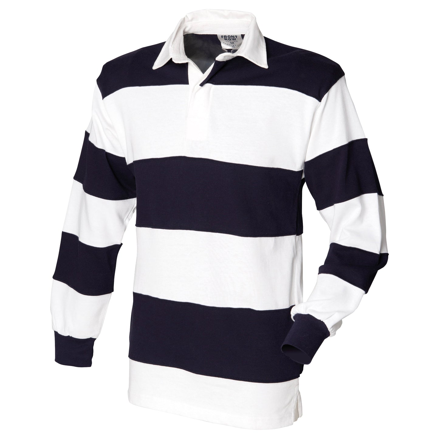 Front Row Sewn Stripe Long Sleeve Rugby Shirt Heavyweight Jersey S-2XL