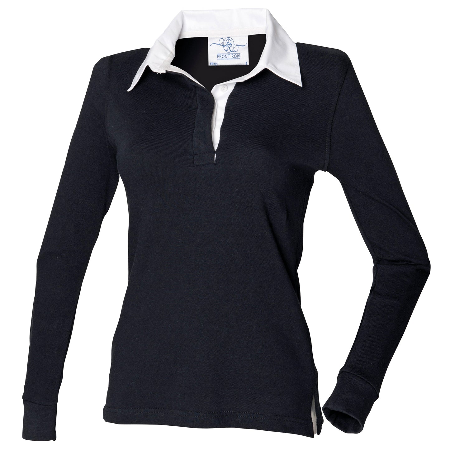 Front Row Women's Long Sleeve Rugby Shirt 100% Cotton Woven Collar Slim Fit