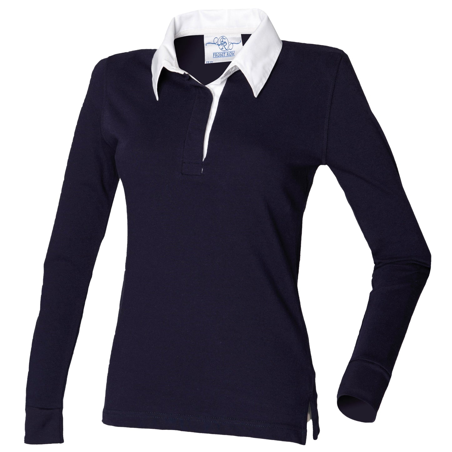 Front Row Women's Long Sleeve Rugby Shirt 100% Cotton Woven Collar Slim Fit