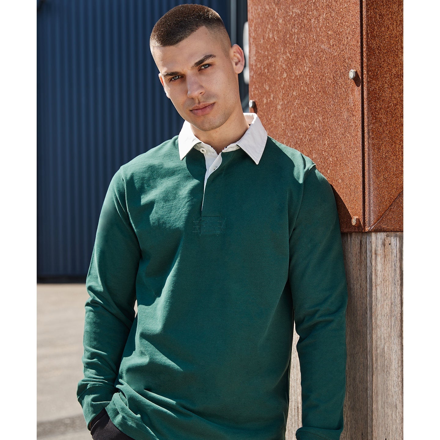 Front Row Premium Superfit Rugby Shirt Slim Fit Soft Cotton Woven Collar