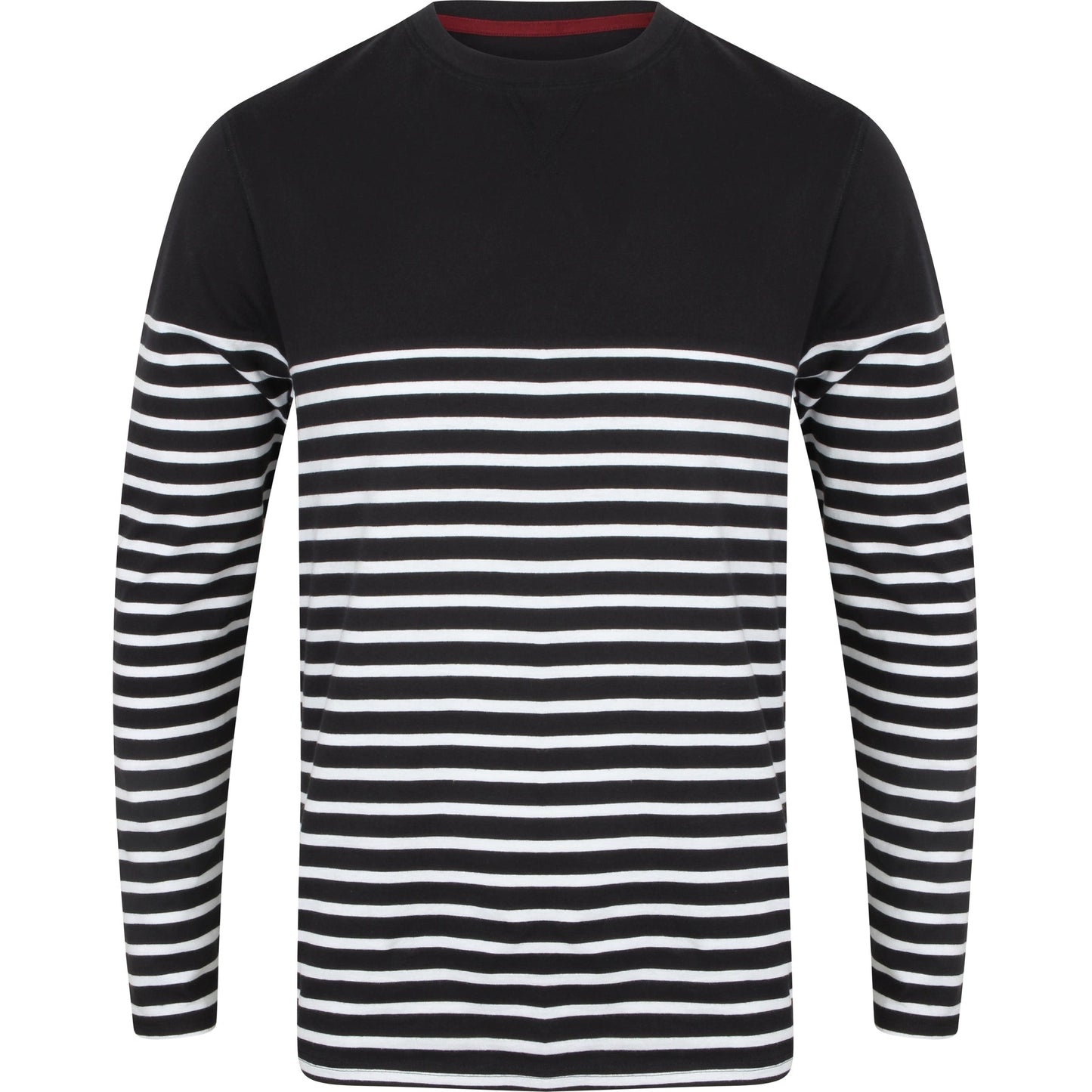 Front Row Long Sleeve Breton Striped T-Shirt Tag-Free Regular Fit Cotton