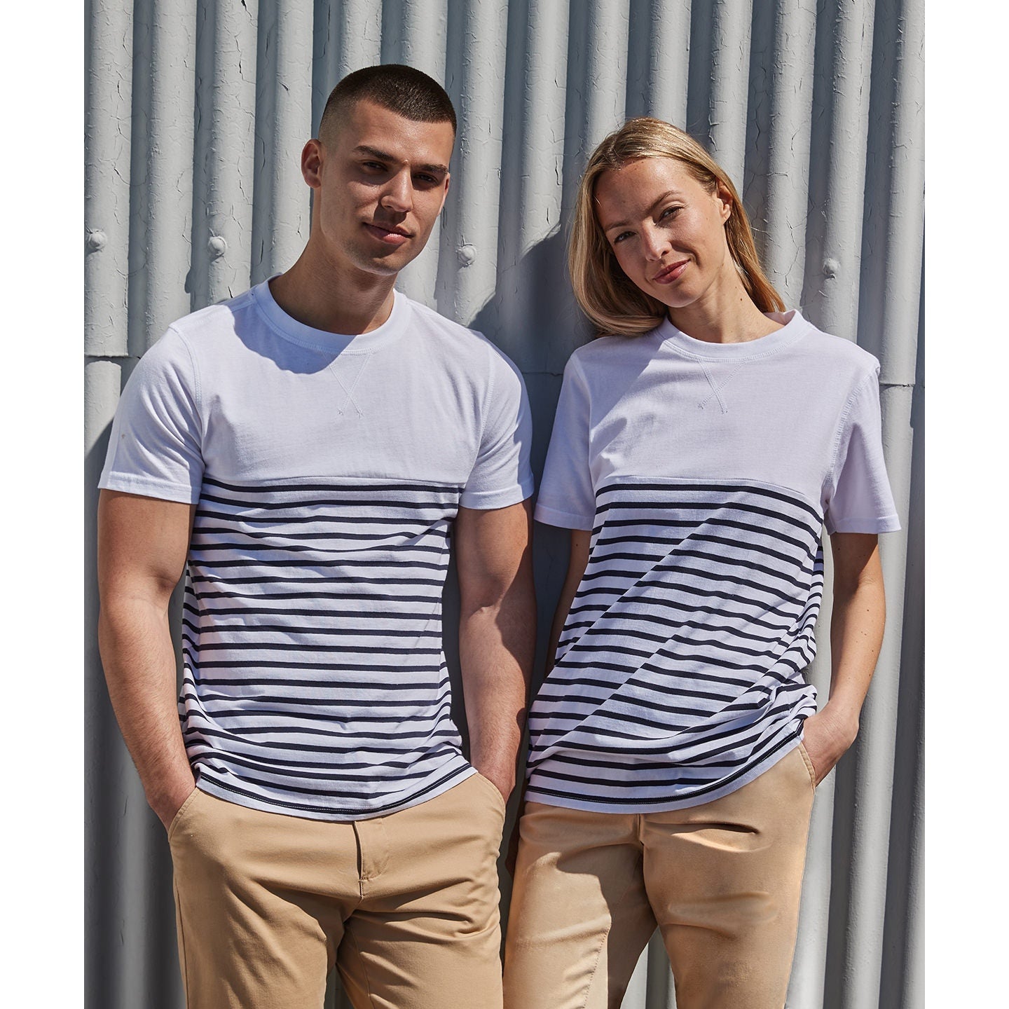 Front Row Short-Sleeved Breton T Shirt Regular Fit Cotton Striped Panel