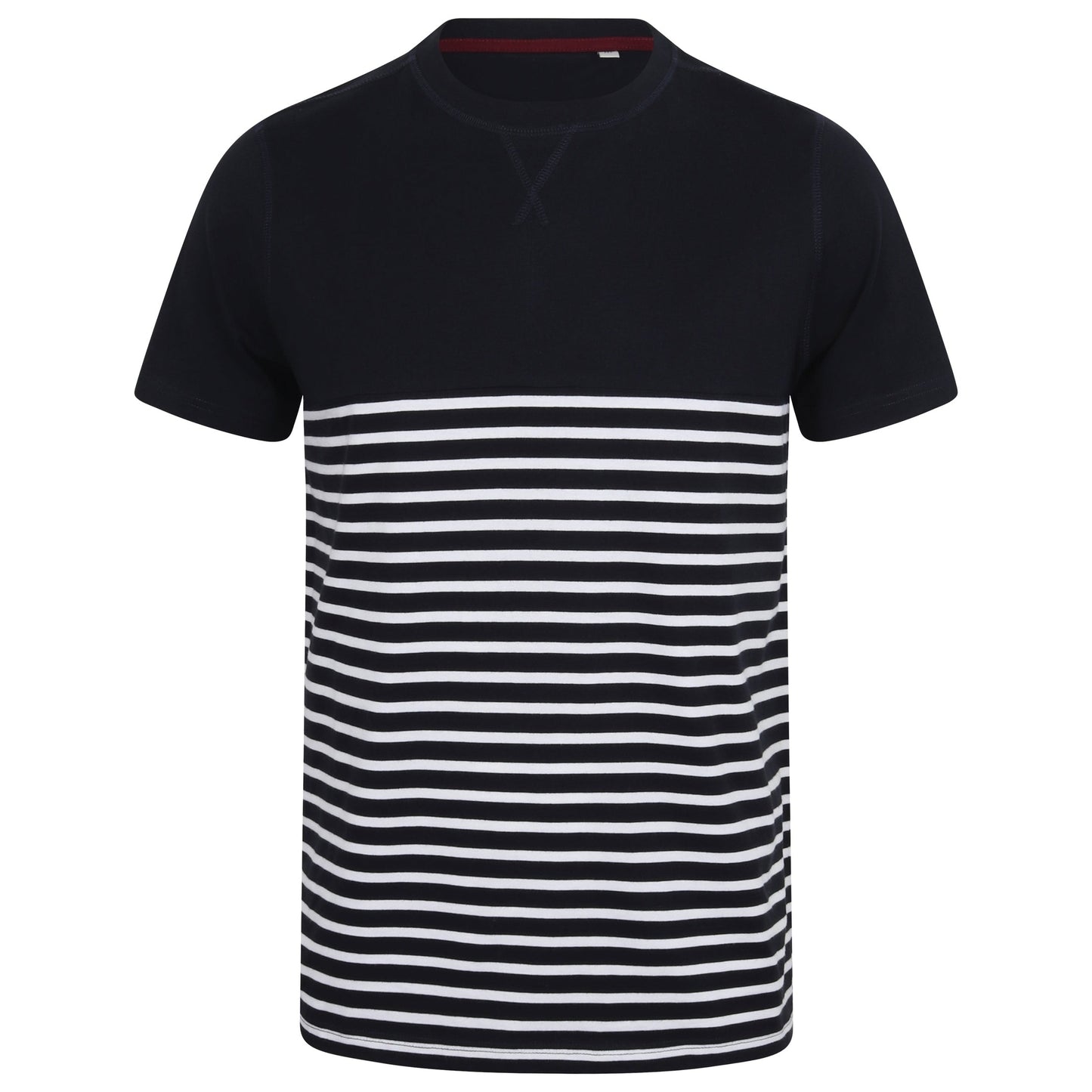 Front Row Short-Sleeved Breton T Shirt Regular Fit Cotton Striped Panel