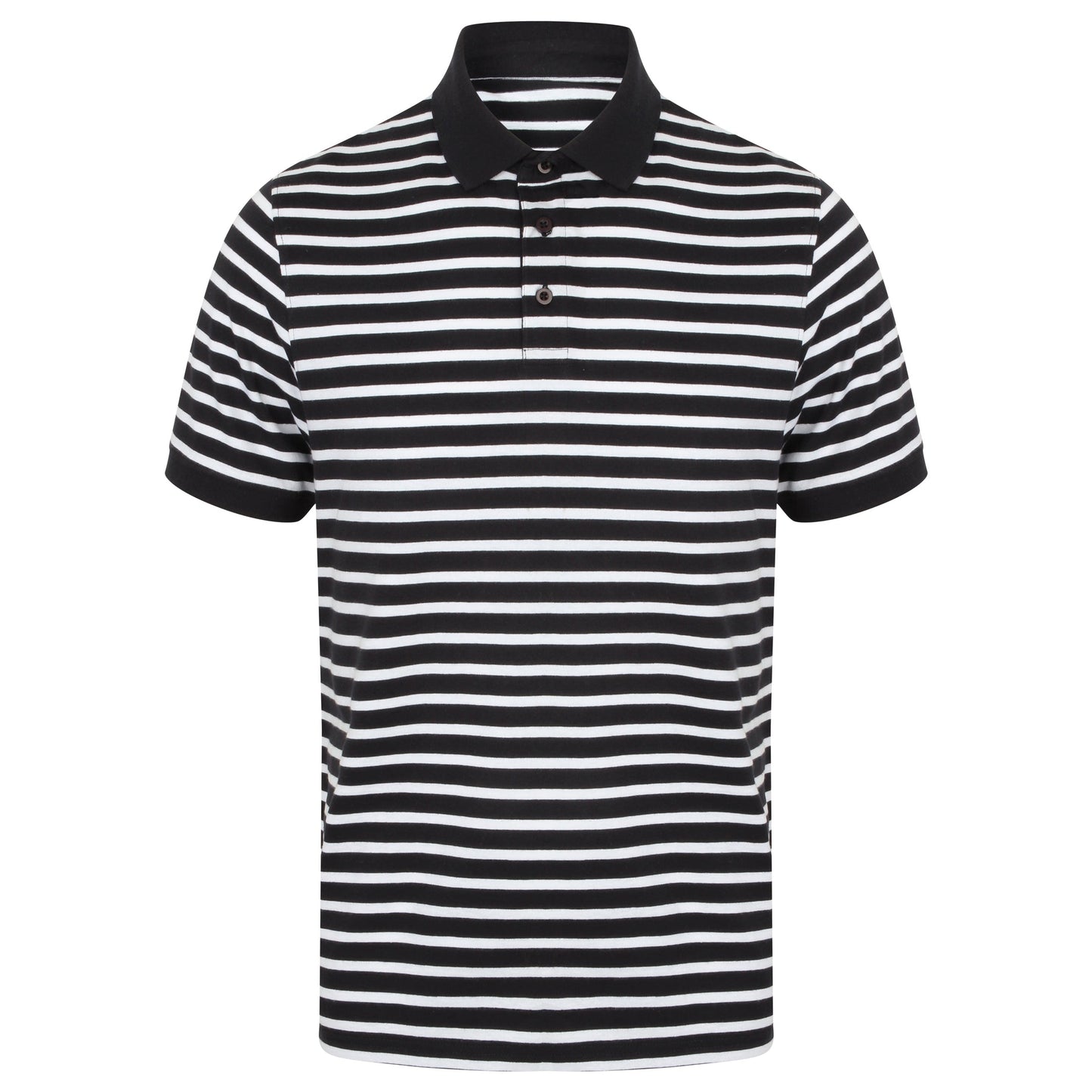 Front Row Striped Jersey Polo Shirt 100% Cotton Tag-Free Casual Wear XS-2XL