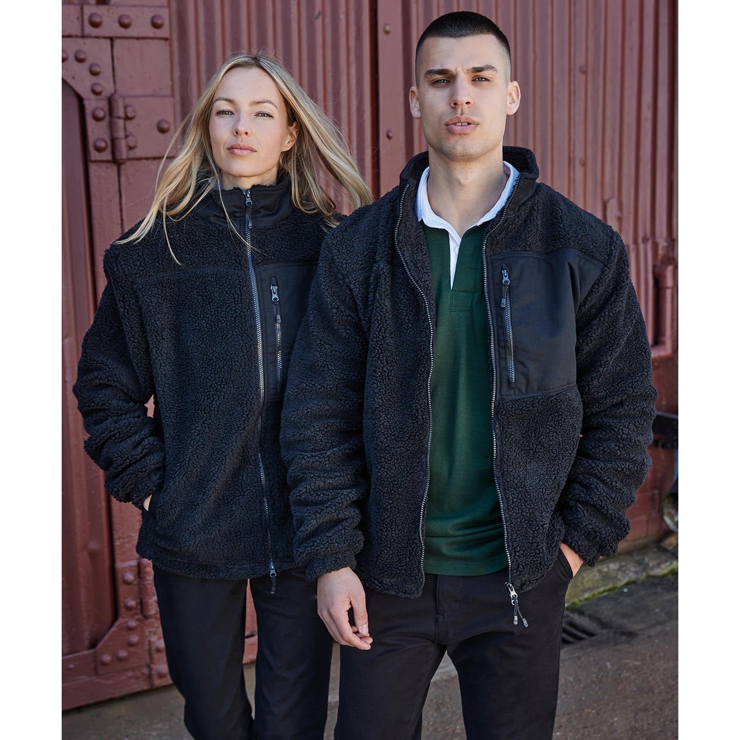 Front Row Recycled Sherpa Fleece Jacket Eco-Friendly Zip-Through Regular Fit