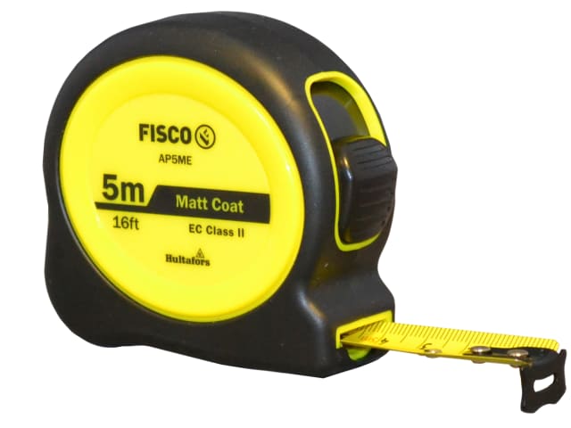 Fisco A1-Plus Tape Measure 5m/16ft Hi-Vis Yellow 19mm Width Durable ABS