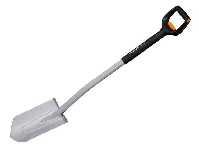 Fiskars Xact Telescopic Pointed Spade Ergonomic SoftGrip Handle 110.8-130cm
