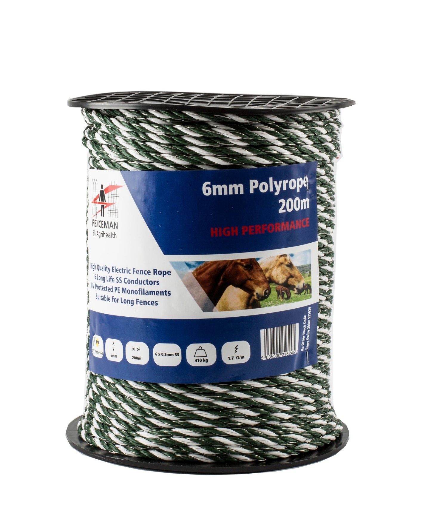Fenceman 6 Strand Polyrope Durable Barrier Fencing for Farms and Gardens