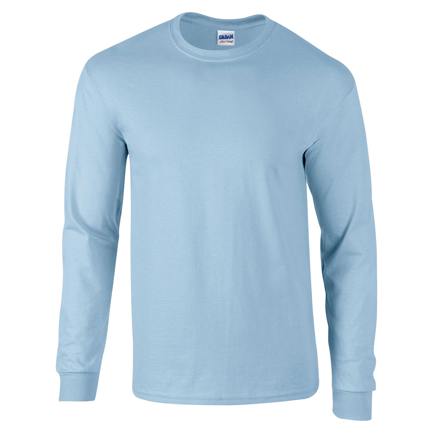 Gildan Ultra Cotton Long Sleeve T-Shirt Light Blue 100% Cotton Classic Fit