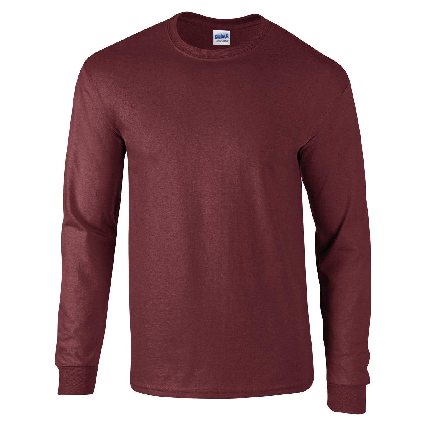 Gildan Ultra Cotton Long Sleeve T-Shirt Maroon 100% Cotton Classic Fit