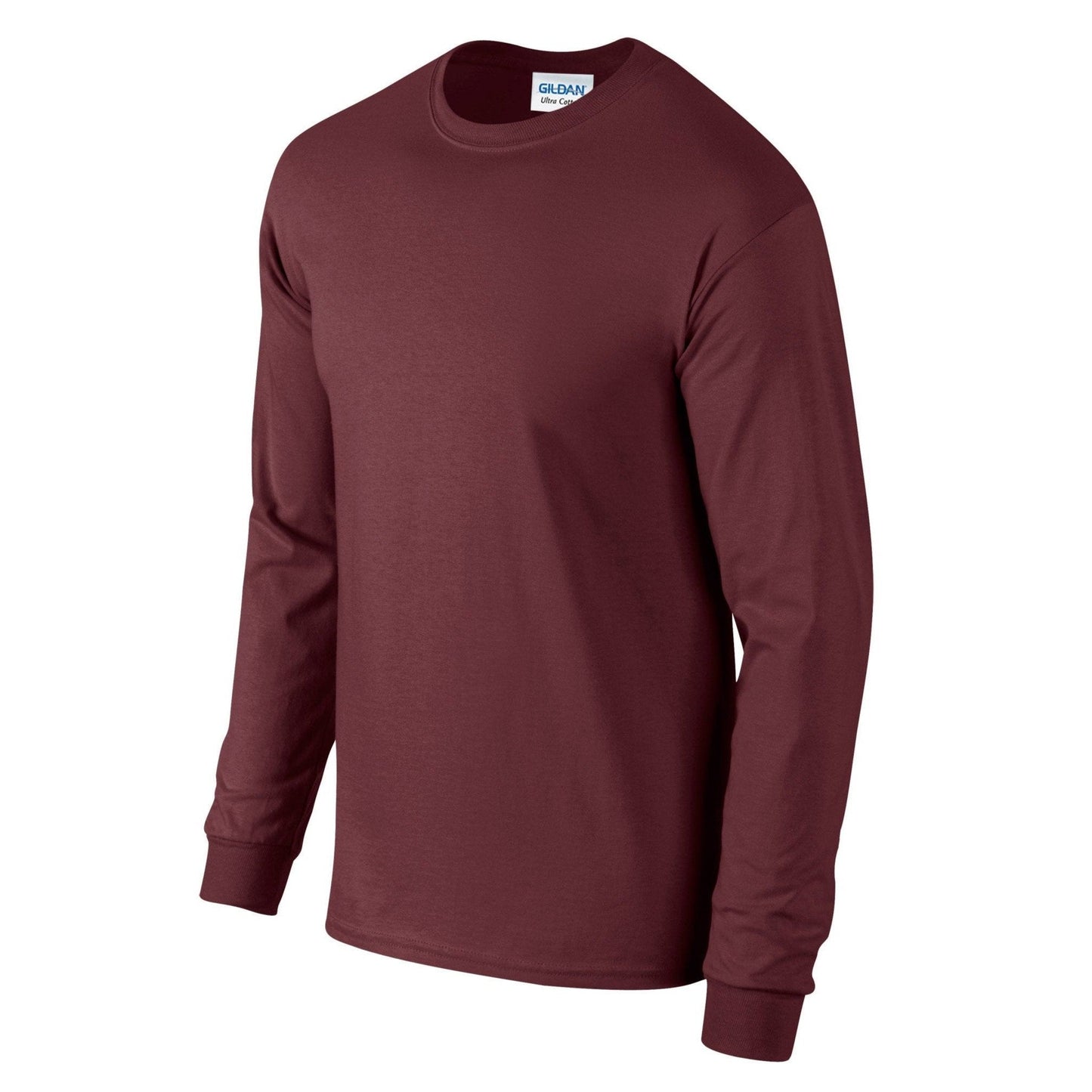 Gildan Ultra Cotton Long Sleeve T-Shirt Maroon 100% Cotton Classic Fit