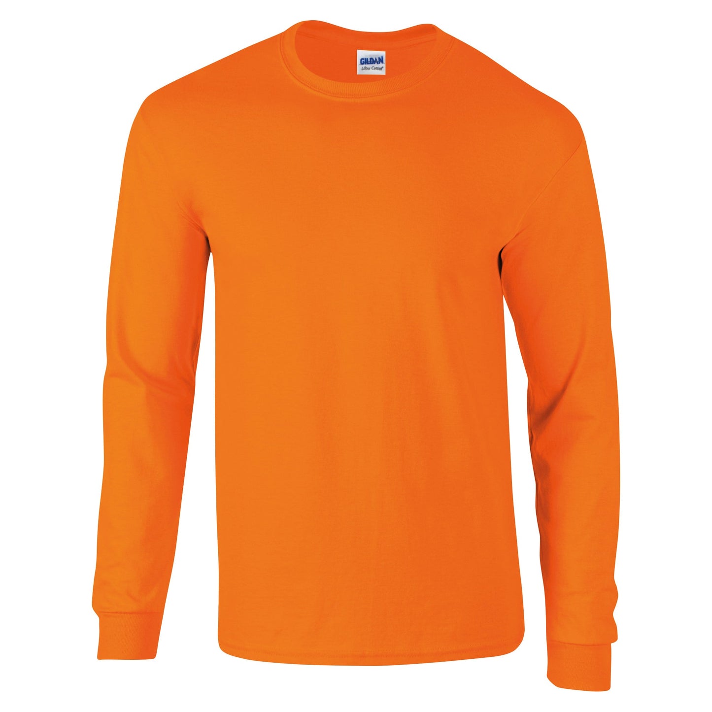 Gildan Ultra Cotton Long Sleeve T-Shirt Safety Orange 100% Cotton Classic Fit