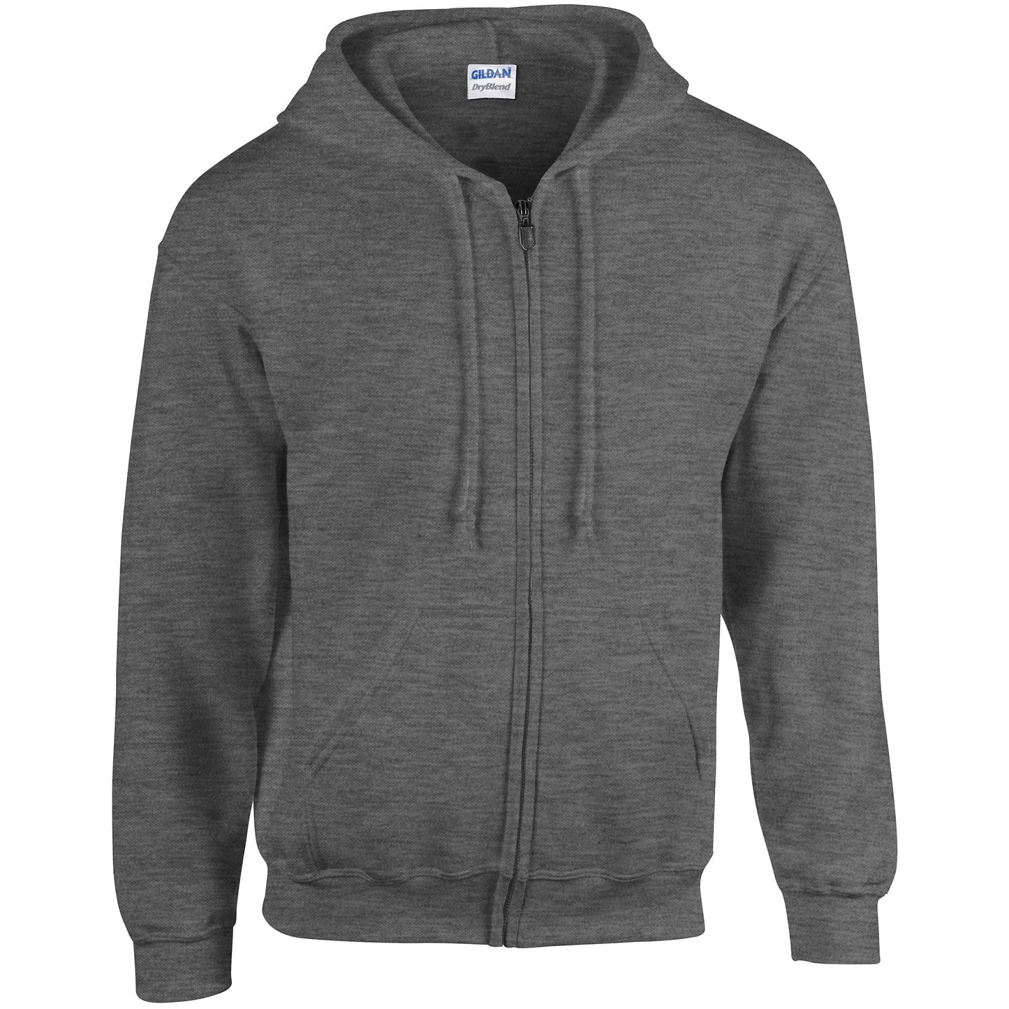Gildan Heavy Blend Full Zip Hooded Sweatshirt Dark Heather Pouch Pockets