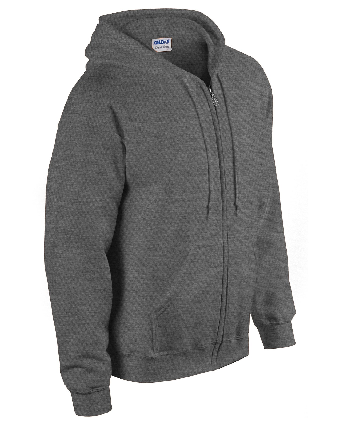 Gildan Heavy Blend Full Zip Hooded Sweatshirt Dark Heather Pouch Pockets