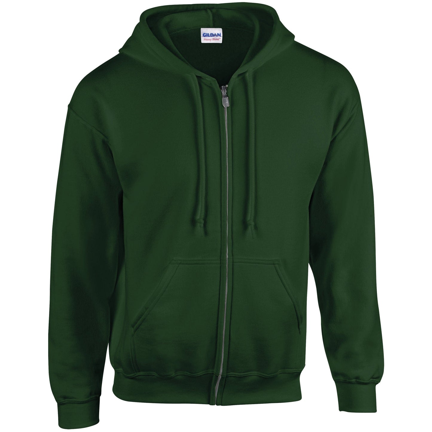 Gildan Heavy Blend Full Zip Hooded Sweatshirt Forest Green Pouch Pockets