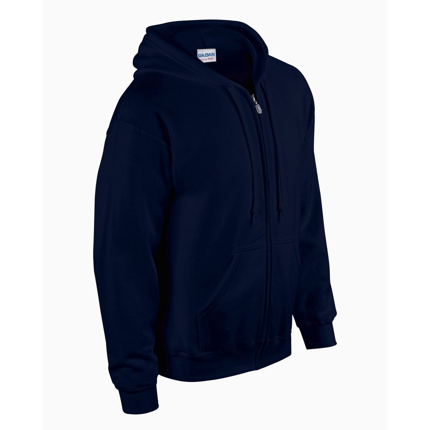 Gildan Heavy Blend Full Zip Hooded Sweatshirt Navy Pouch Pockets Unlined Hood