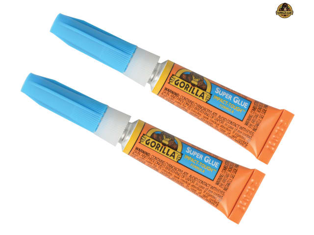Gorilla Superglue 3g Pack of 2 - Strong Impact Resistant Adhesive - All Surfaces