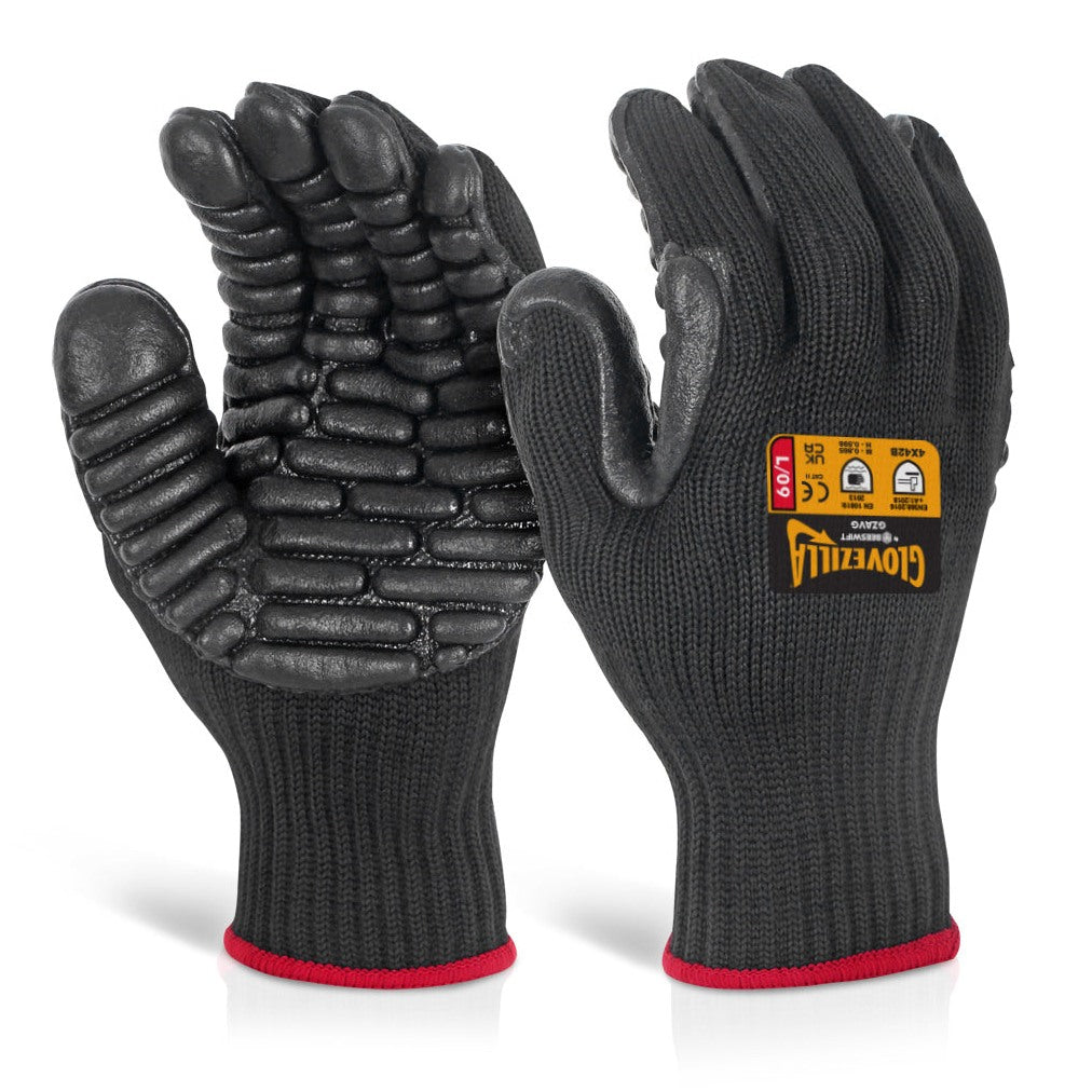 Beeswift Glovezilla Anti Vibration Gloves Nylon Cotton Abrasion Cut Tear Resist.