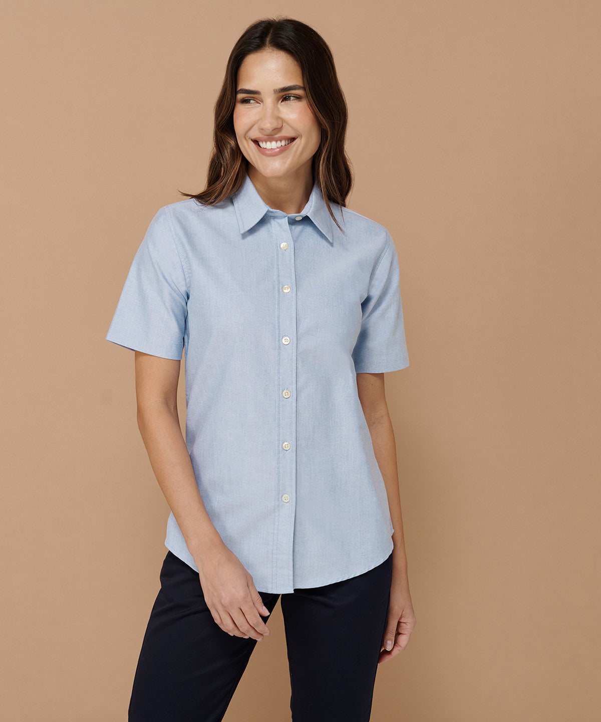 Henbury Women's Classic Fit Short Sleeve Oxford Shirt Wrinkle-Resistant