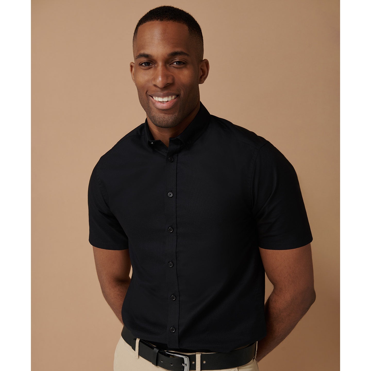 Henbury Modern Short Sleeve Oxford Shirt Regular Fit Wrinkle-Resistant Cotton