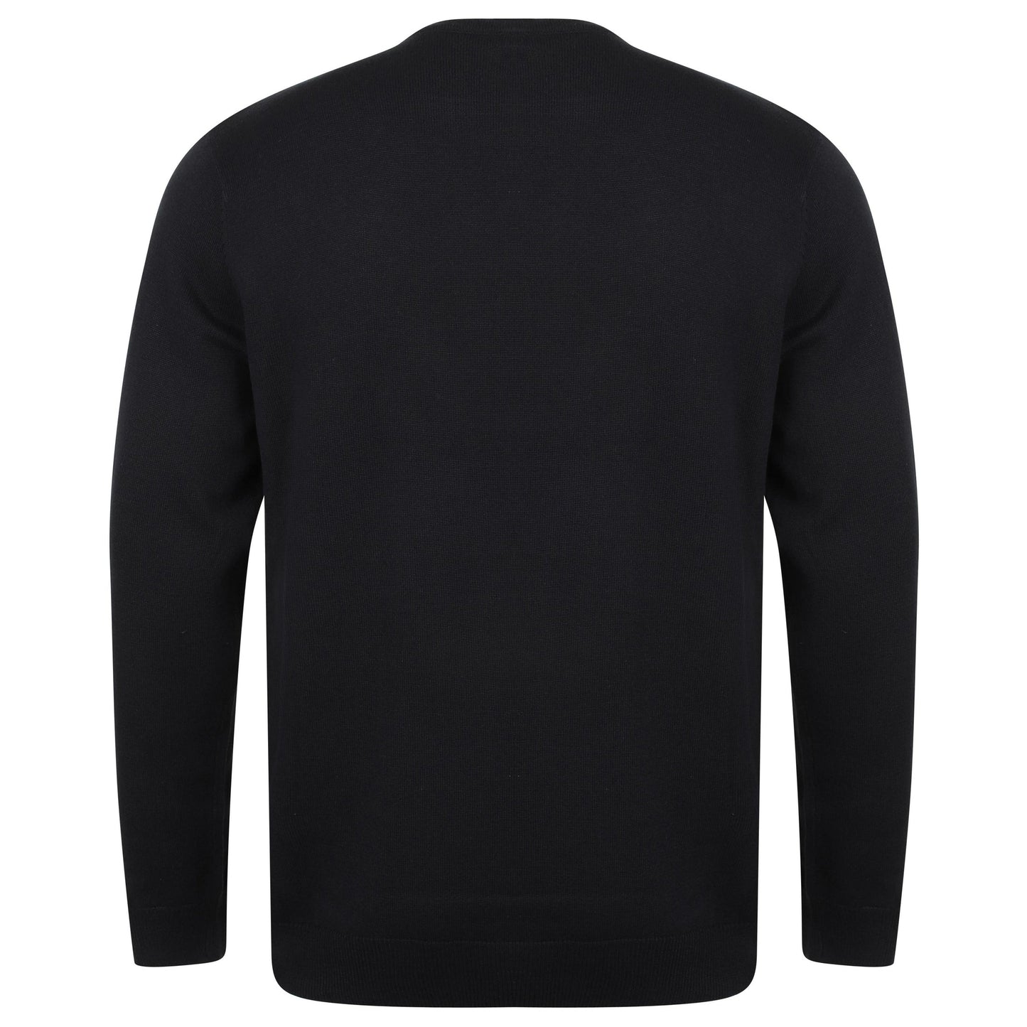Henbury Crew Neck Jumper 50% Cotton 50% Acrylic Fine Knit Ribbed Hem Sizes S-4XL