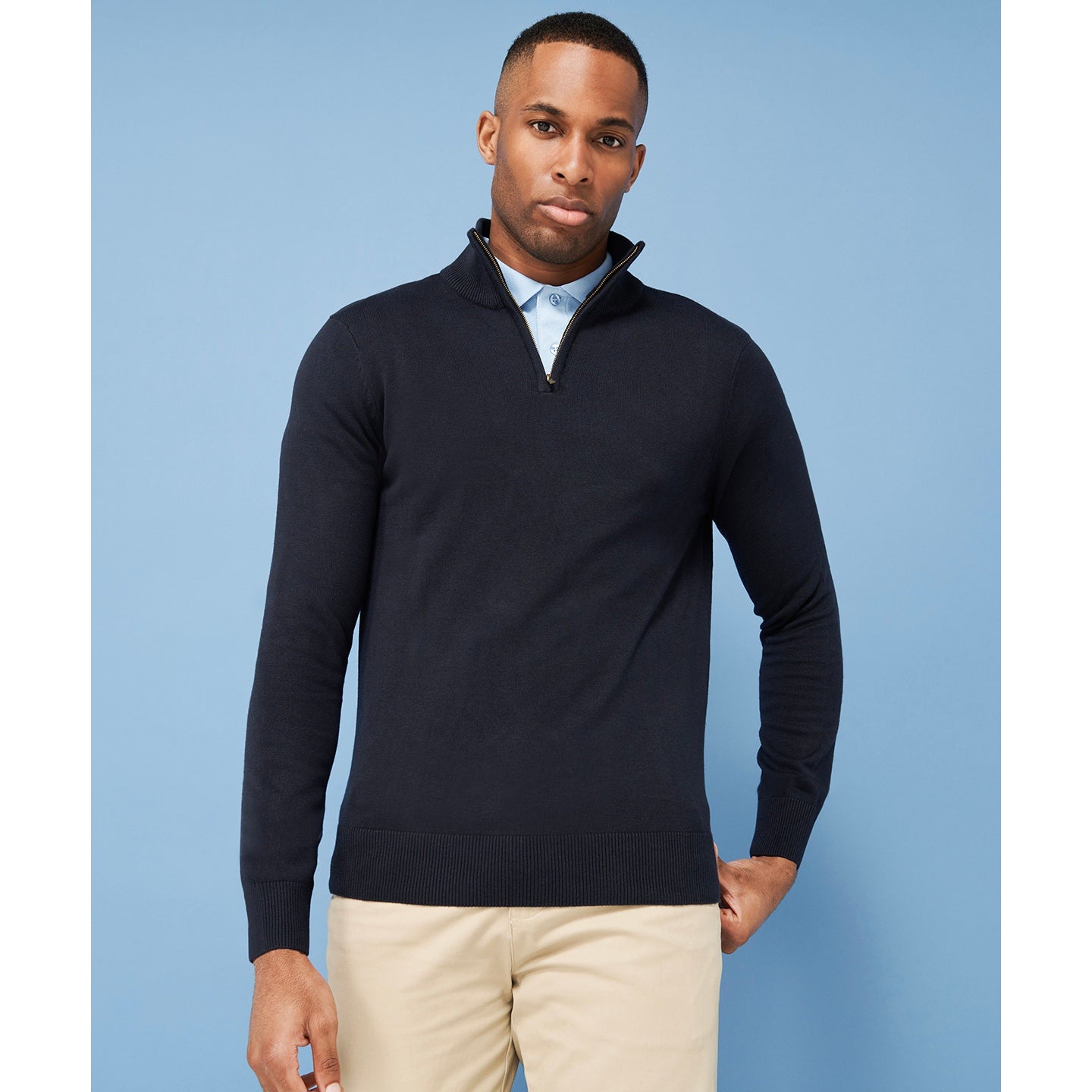 Henbury 1/4 Zip Jumper Fine Knit Cotton Acrylic Corporate Casual Sweater