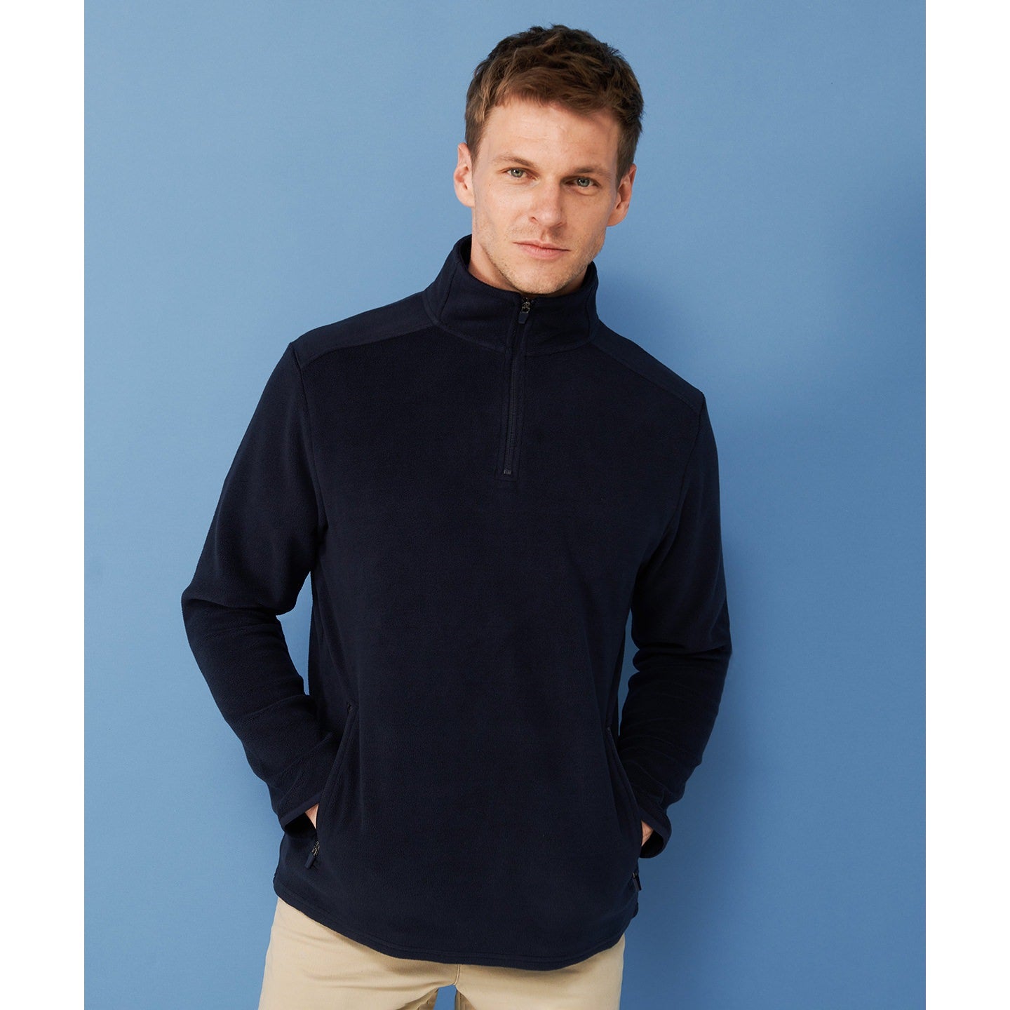 Henbury Quarter Zip Microfleece Jacket Soft Collar Side Pockets Corporate Casual