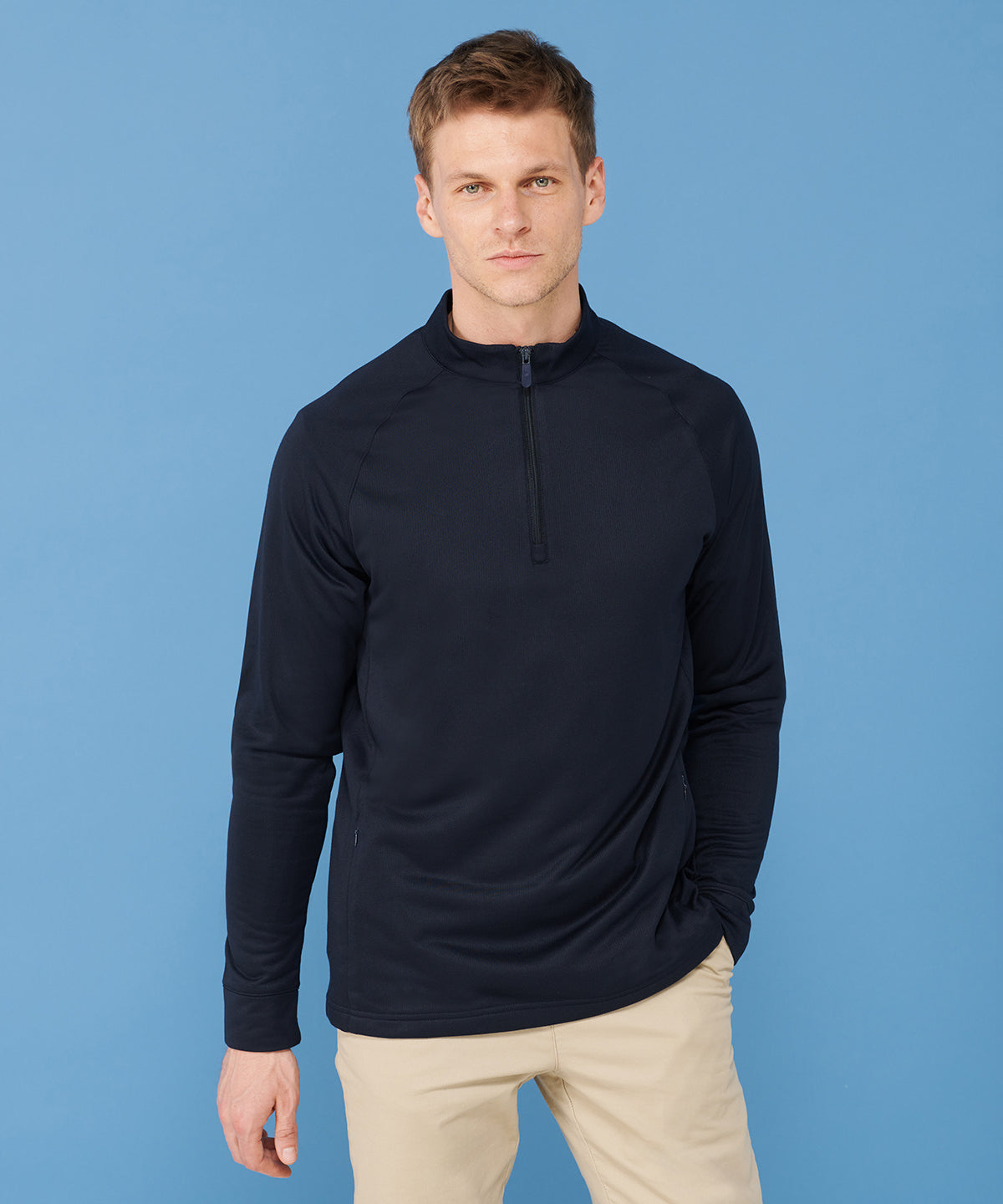 Henbury Quarter Zip Top Wicking Finish Fleece Inner Sportswear Adult Sizes