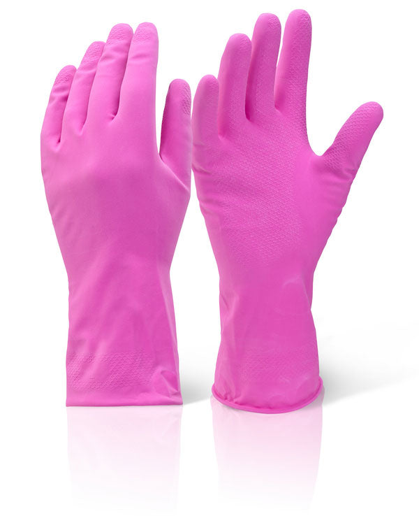 Beeswift Medium Weight Household Gloves Natural Rubber Latex Food Safe Comfort