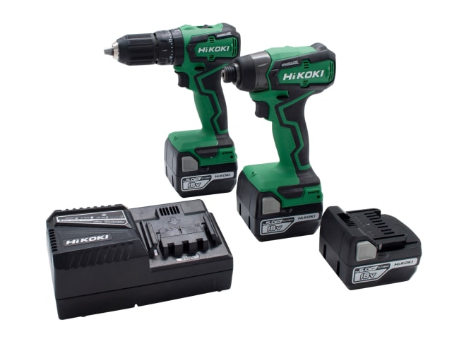 HiKOKI KC18DDXJBZ Twin Pack 18V Combi Drill & Impact Driver with 3 Batteries