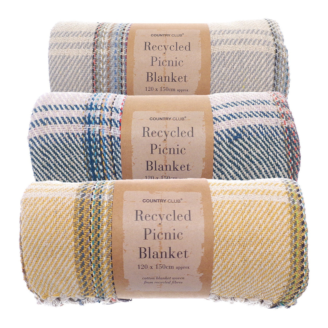 Eco-Friendly Recycled Cotton Picnic Blanket 120x150cm Durable Sustainable
