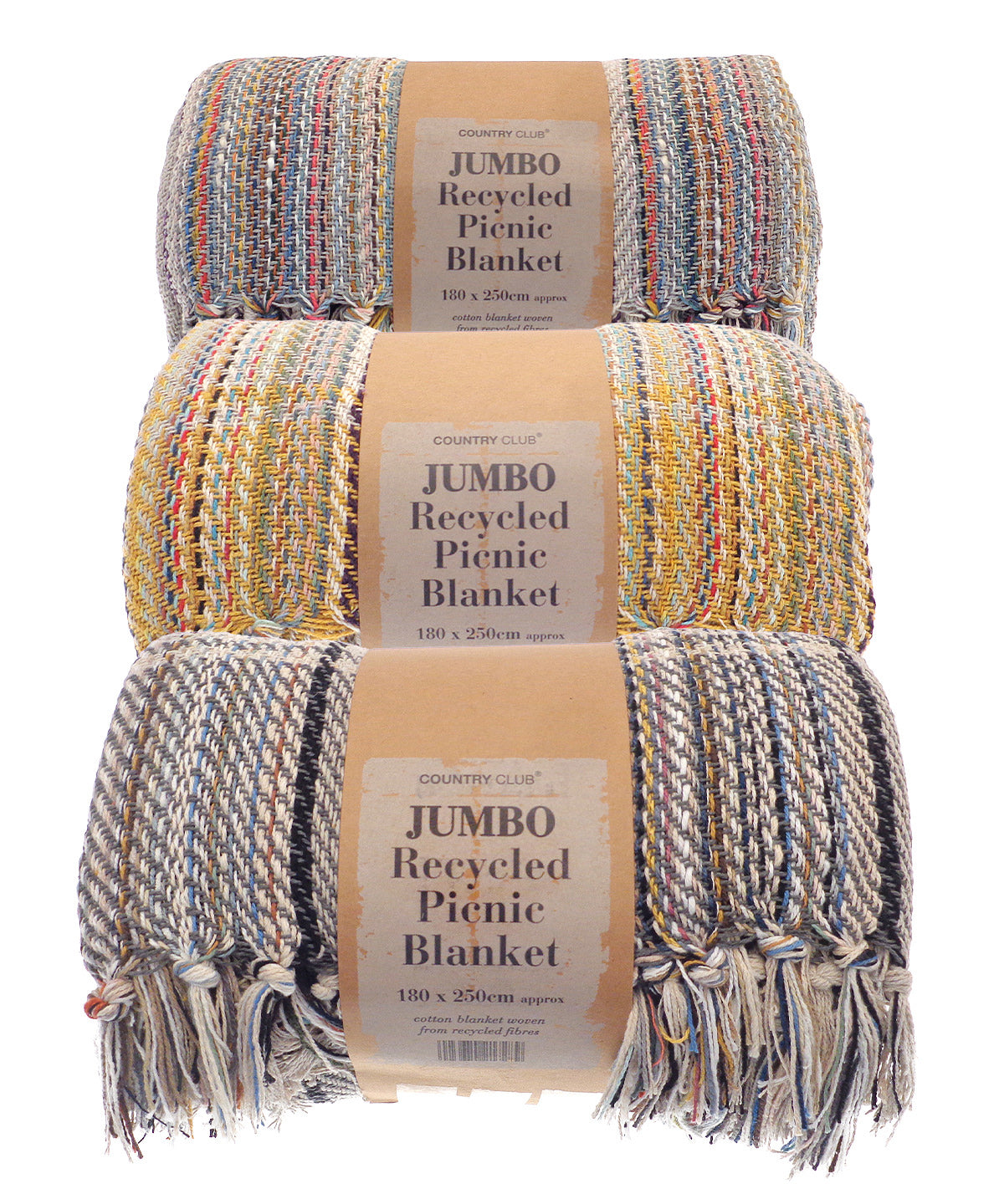 Jumbo Eco-Friendly Recycled Cotton Picnic Blanket 180x250cm Beach Park Use
