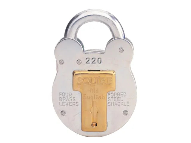 Squire 220 Old English Padlock 38mm Steel Case 4 Lever Keyed Alike Security