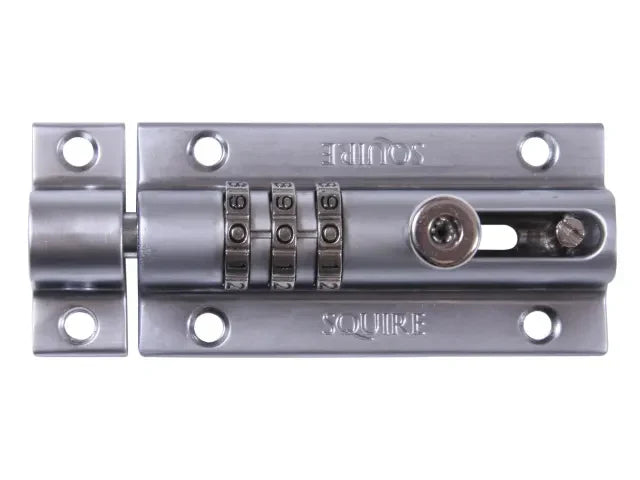Squire CombiBolt 3 Re-Codable Locking Bolt Chrome 92mm High Security Lock