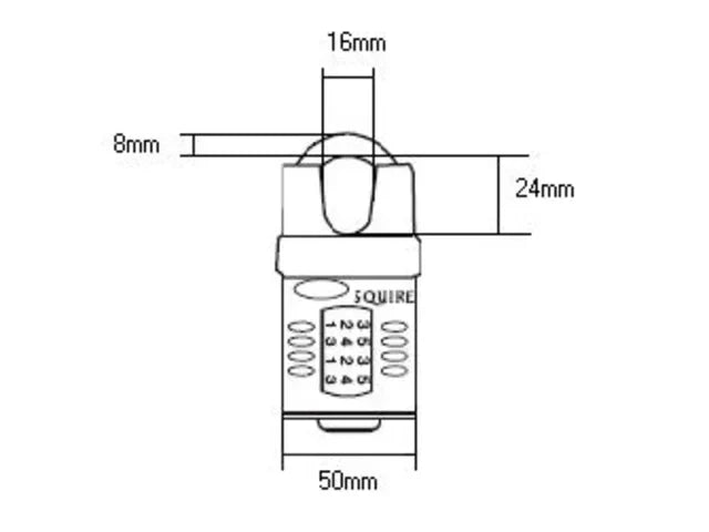 Squire CP50CS 50mm Combination Padlock 4-Wheel Closed Shackle Security Lock