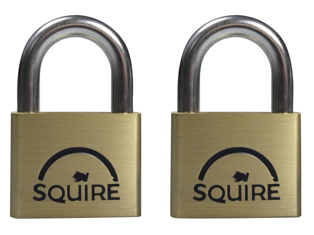 Squire LN4T Lion Brass Padlocks 40mm Twin Pack 5-Pin Keyed Alike Security