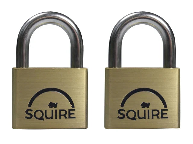 Squire LN5T Lion Brass Padlocks 50mm Twin Pack 5-Pin Keyed Alike Security