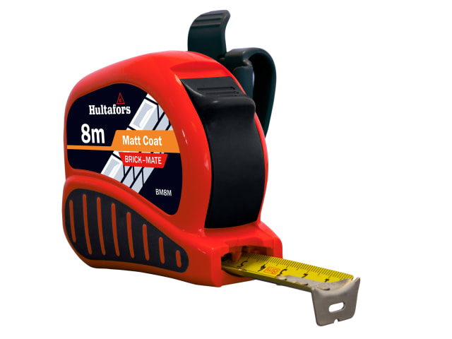 Hultafors BM8M Brick-Mate Pocket Tape 8m Metric 25mm with Quick-Release Clip