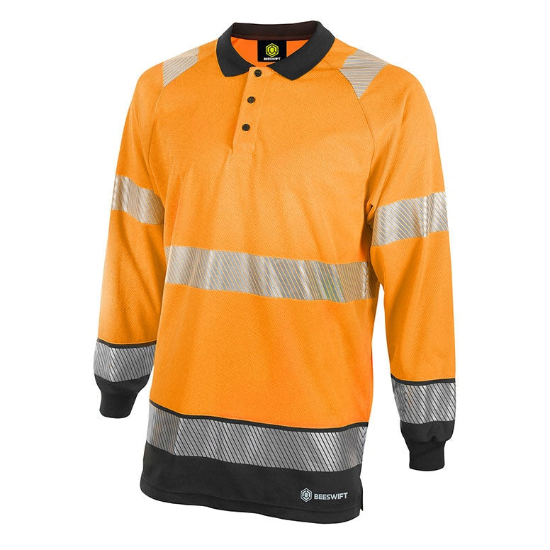 Beeswift Hi-Vis Two Tone Long Sleeve Polo Shirt EN ISO 20471 Class 3