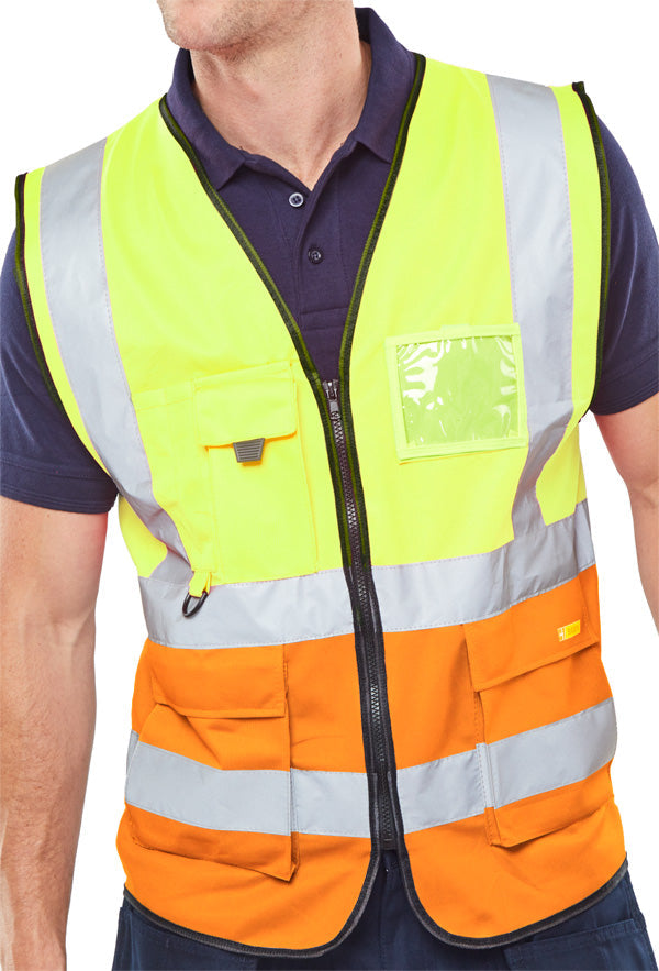 Beeswift Hi Vis Two Tone Executive Waistcoat EN ISO 20471 Class 1 100% Polyester
