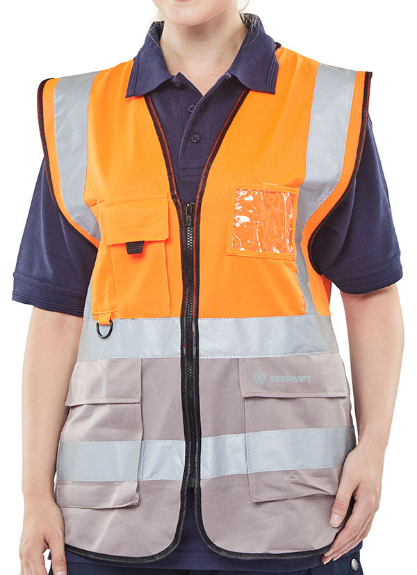 Beeswift Hi Vis Two Tone Executive Waistcoat EN ISO 20471 Class 1 100% Polyester