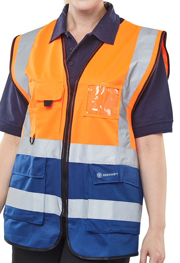 Beeswift Hi Vis Two Tone Executive Waistcoat EN ISO 20471 Class 1 100% Polyester