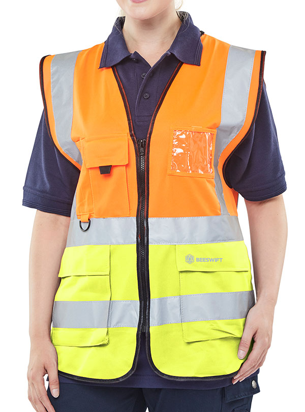 Beeswift Hi Vis Two Tone Executive Waistcoat EN ISO 20471 Class 1 100% Polyester