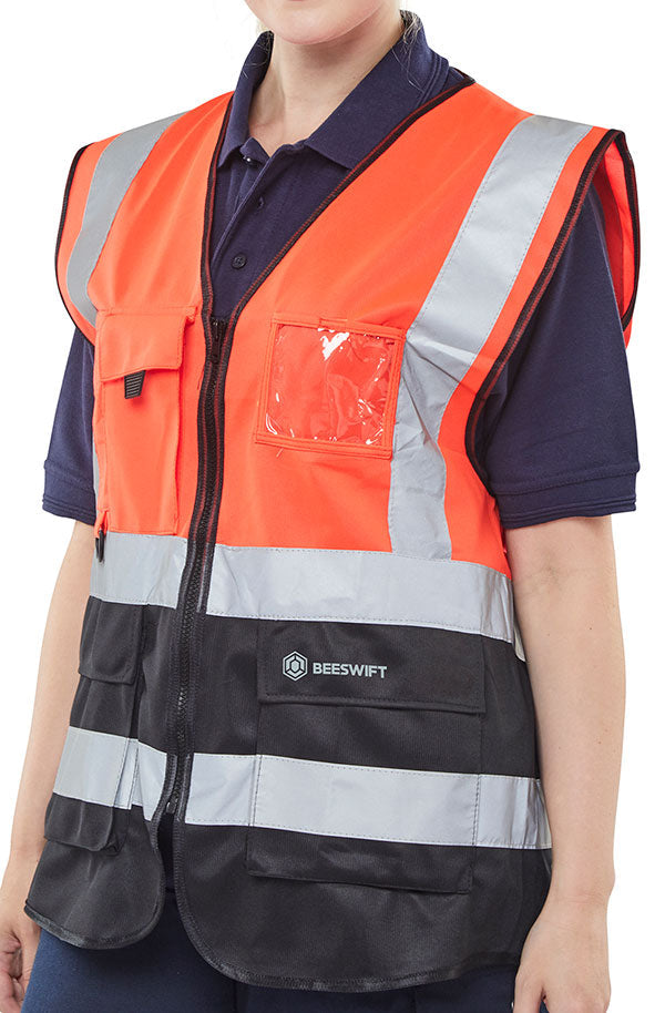 Beeswift Hi Vis Two Tone Executive Waistcoat EN ISO 20471 Class 1 100% Polyester